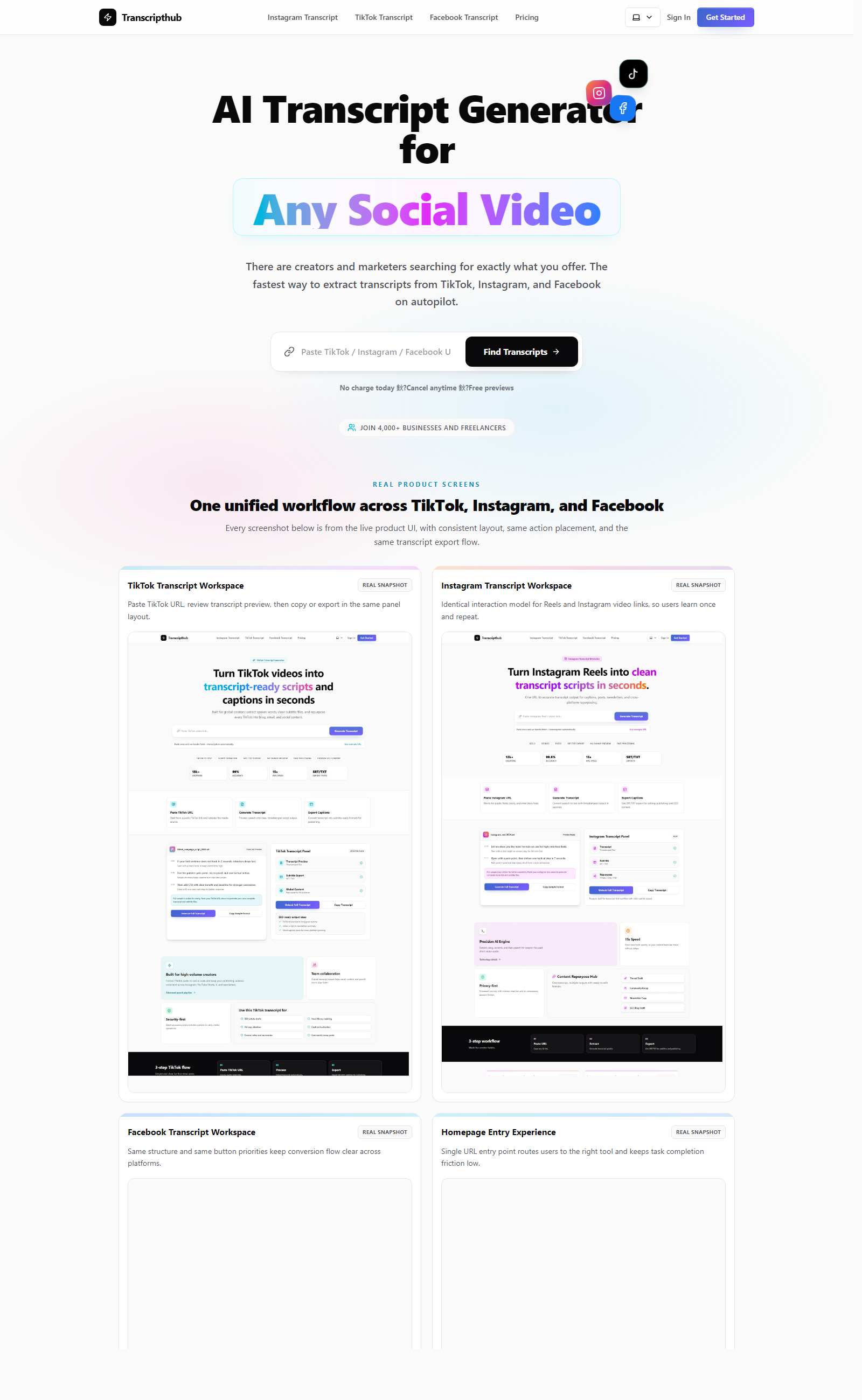 Transcripthub Pricing | AI Transcript Plans & Credits